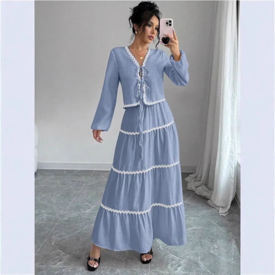 סט חצאית חורפי דגם שנהב