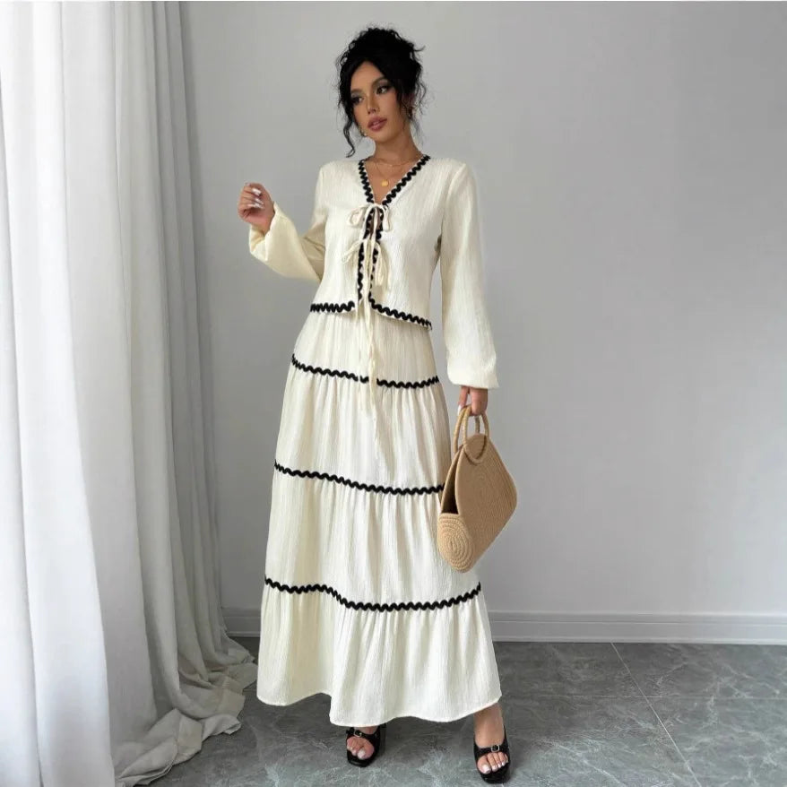 סט חצאית חורפי דגם שנהב