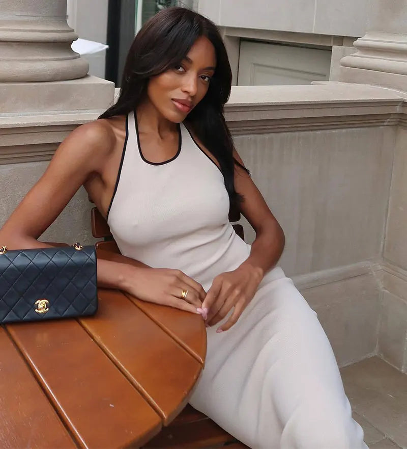 שמלת סריג מקסי דגם ים