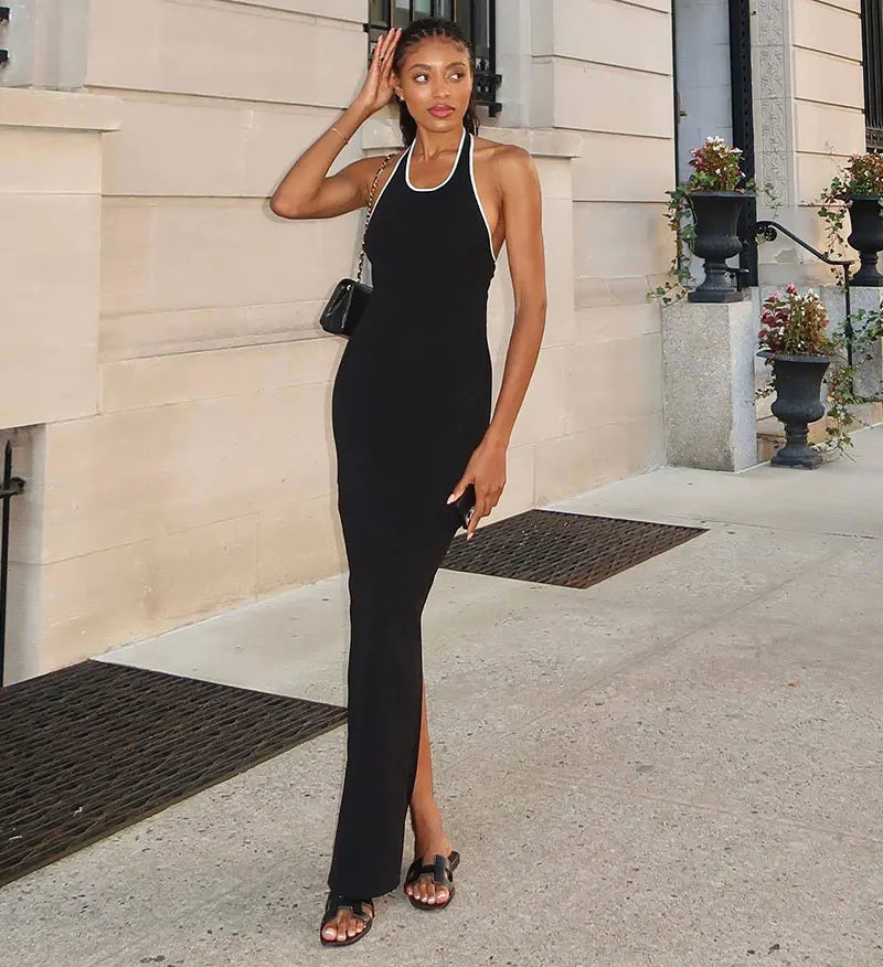 שמלת סריג מקסי דגם ים