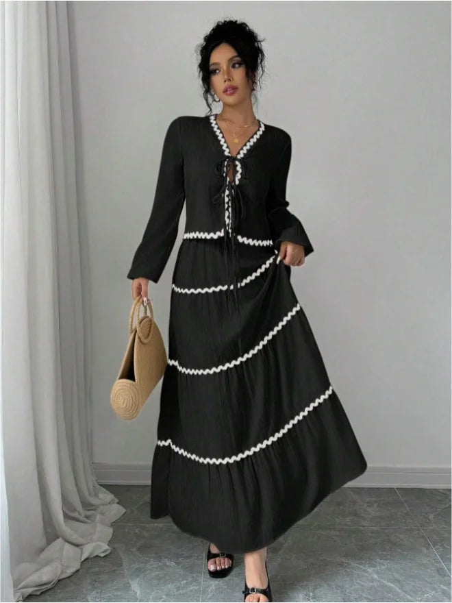 סט חצאית חורפי דגם שנהב