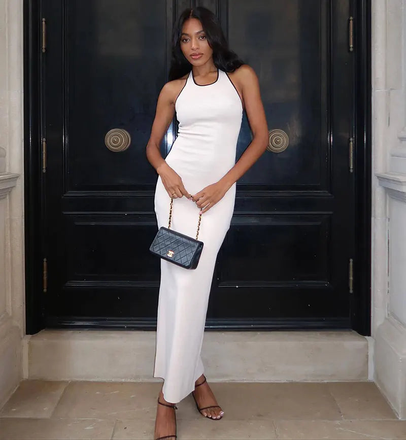 שמלת סריג מקסי דגם ים