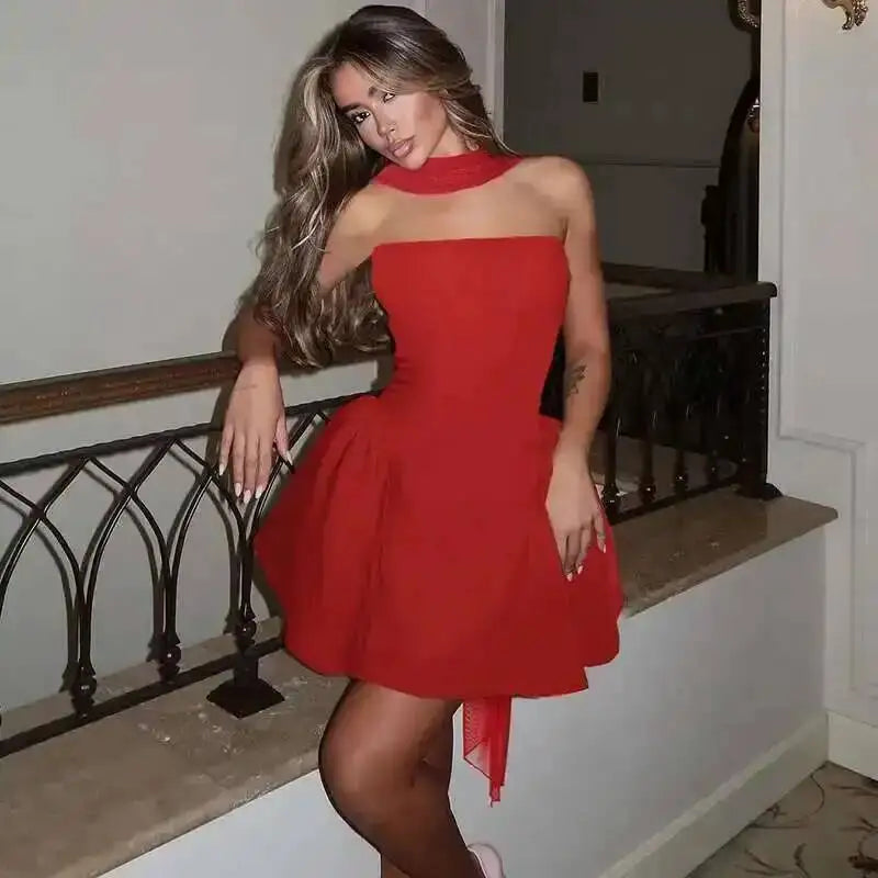 שמלת מיני גב חשוף דגם כרמל