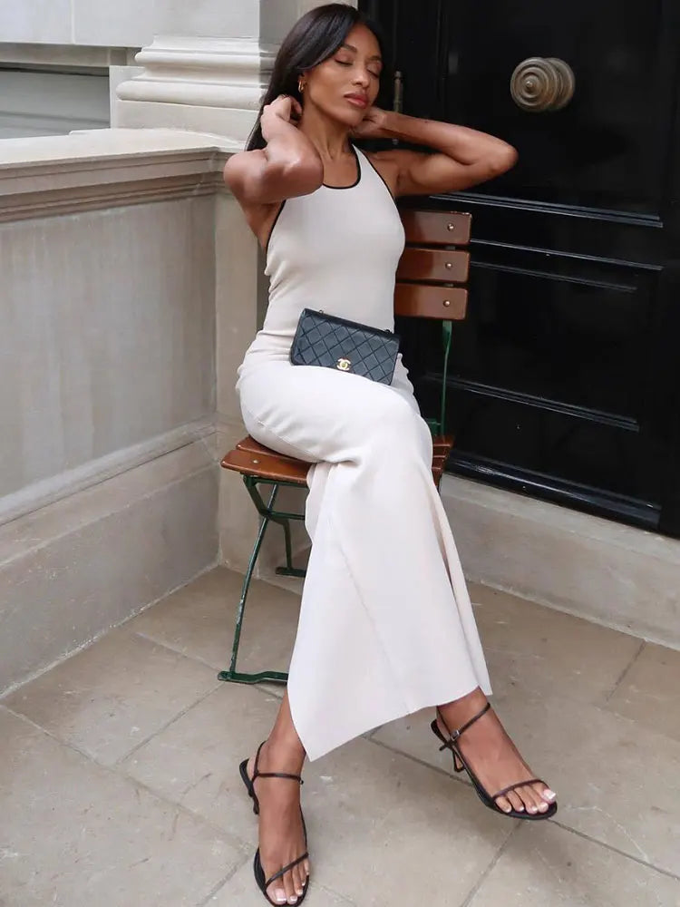 שמלת סריג מקסי דגם ים