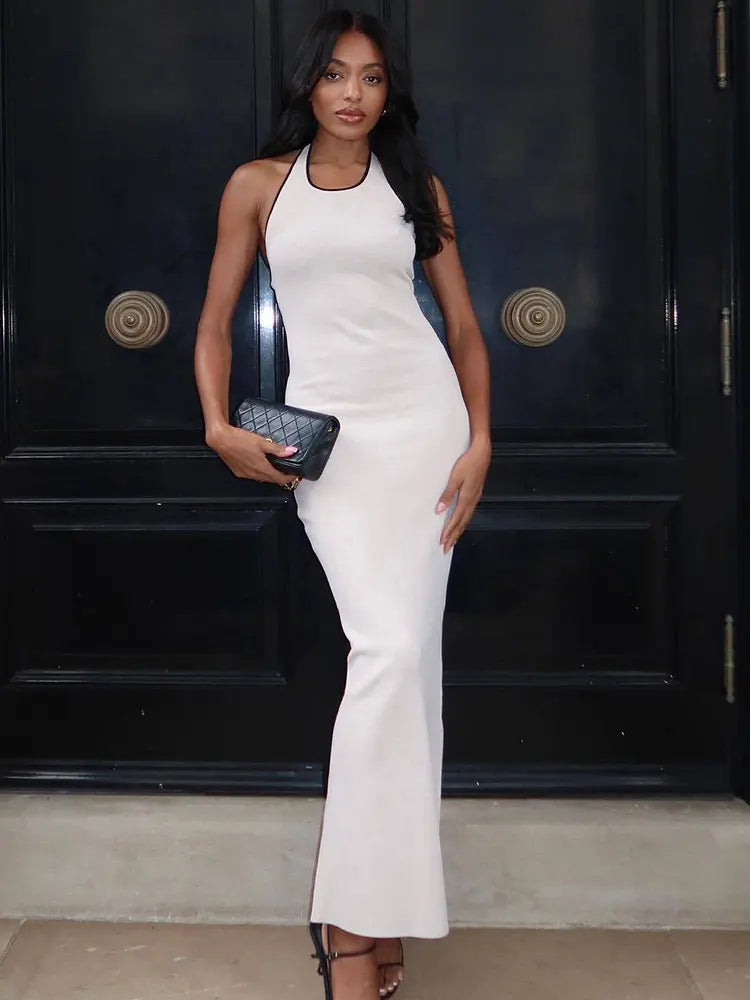 שמלת סריג מקסי דגם ים